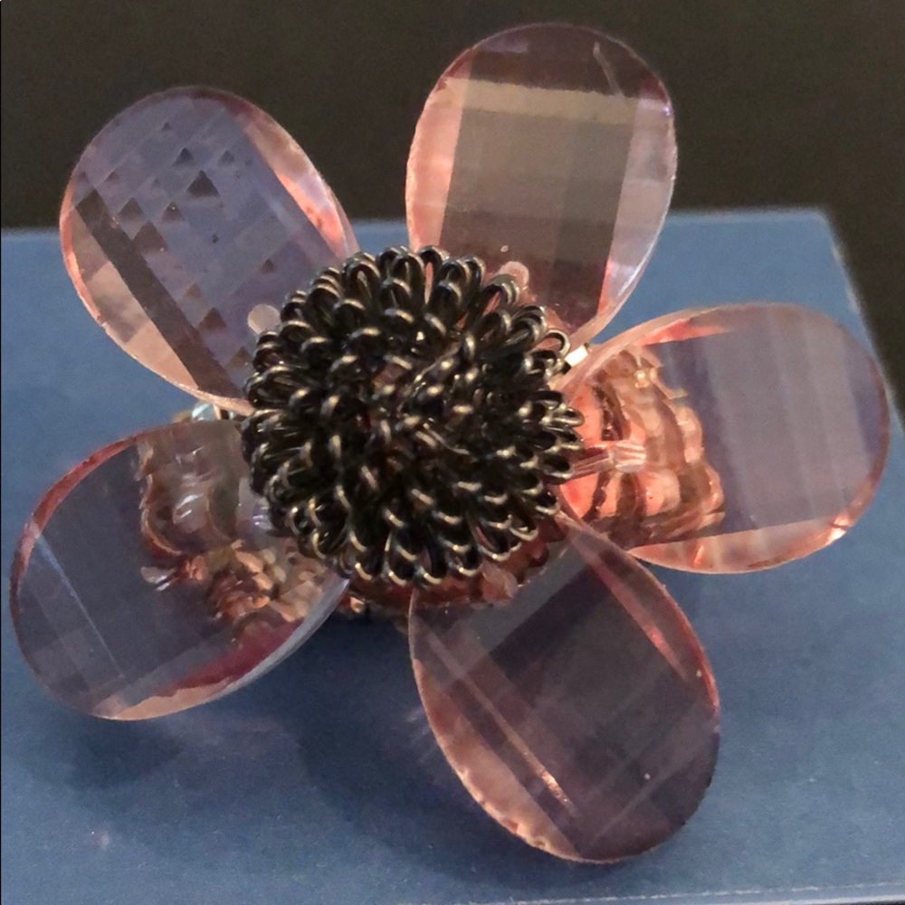 SIMPLY VERA WANG FLOWER RING PINK CRYSTAL